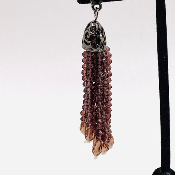 Charming Charlie Earrings Dark Purple Tassels New - Picture 6 of 7